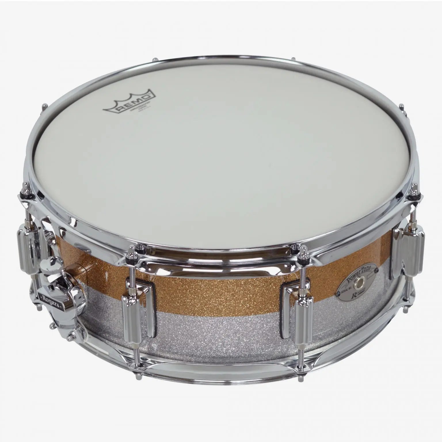 ~NEW!~ Rogers 24GSTT Powertone Series 5x14 Snare Drum in Gold/Silver Sparkle Two-Tone Lacquer (SAVE $175!)